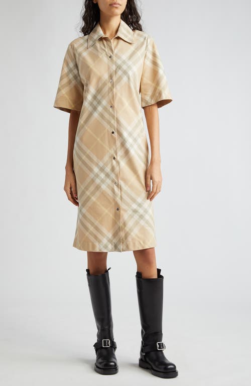 burberry Check Cotton Shirtdress Flax Ip at Nordstrom,