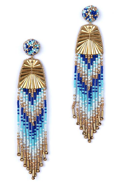 Deepa Gurnani Melba Bead Fringe Drop Earrings in Blue at Nordstrom