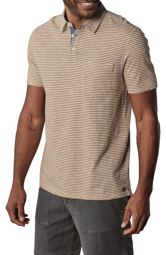 The Normal Brand Slub Pocket Polo In Bronze Stripe