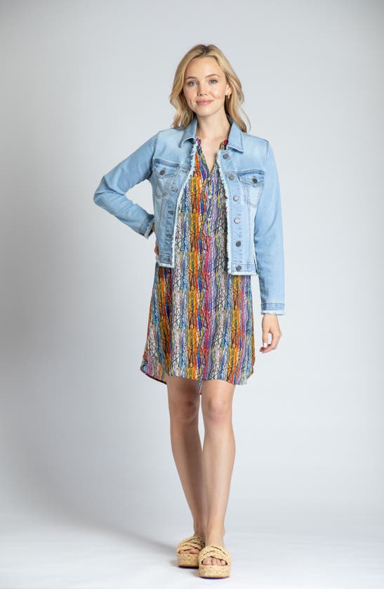 Apny Frayed Denim Jacket In Light Indigo