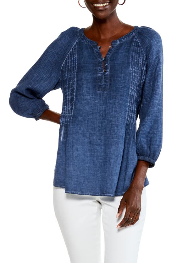 Nic + Zoe Pintucked Gauze Blouse In Parisian Blue | ModeSens