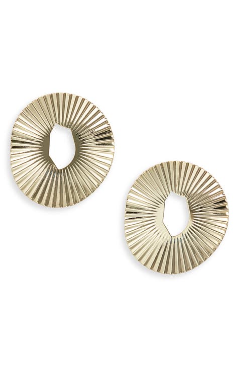 Pleated Circle Statement Earrings