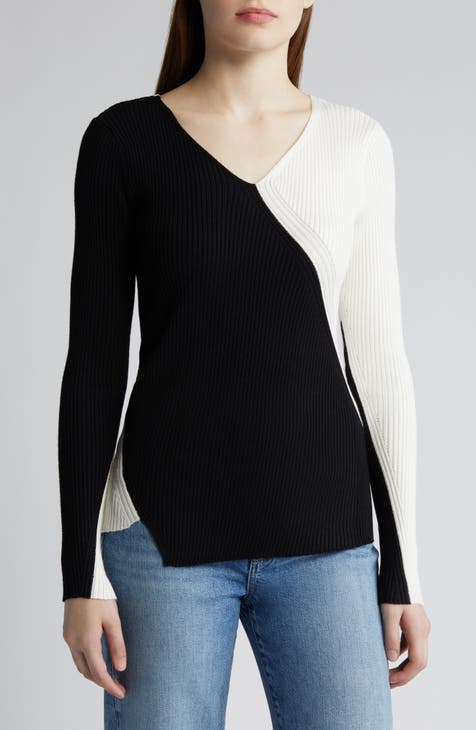 DKNY Asymmetric Mock Neck Sleeveless Sweater