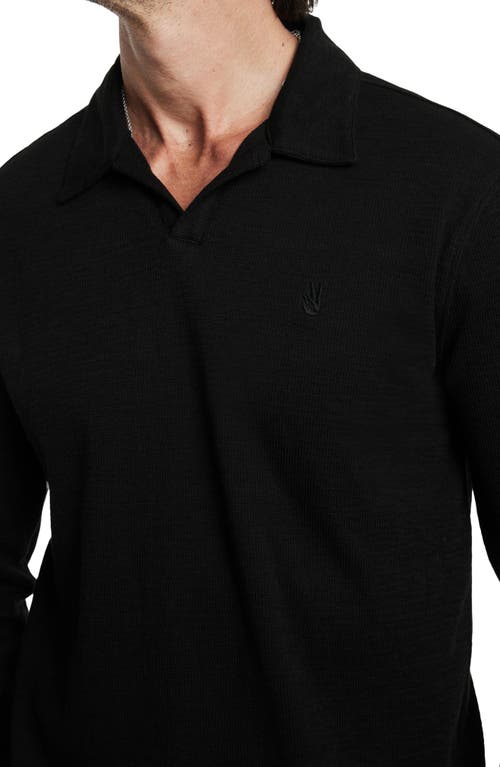 Shop John Varvatos Morris Long Sleeve Johnny Collar Polo In Black