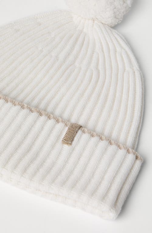 Shop Brunello Cucinelli Cashmere Rib Knit Beanie In White