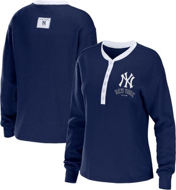WEAR by Erin Andrews New York Yankees Waffle Henley Long Sleeve T-shirt At  Nordstrom in Blue