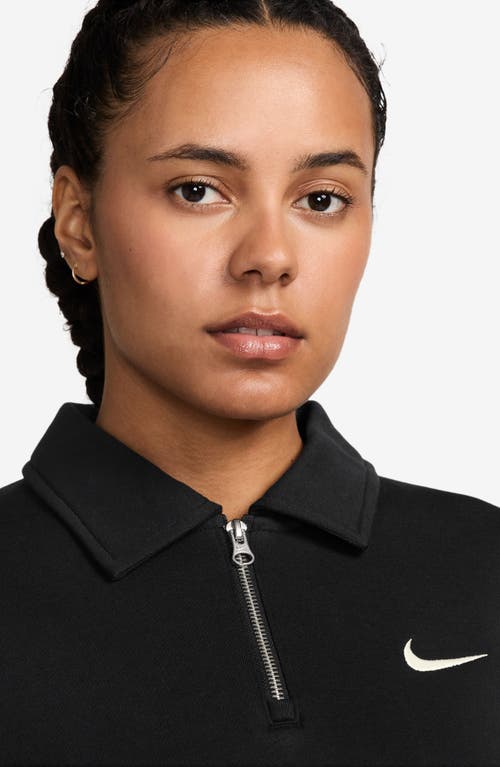 Shop Nike Sportswear Phoenix Fleece Quarter Zip Oversize Polo Sweatshirt In Black/sail