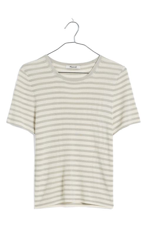 Shop Madewell Stripe Microrib Sweater T-shirt In Monument