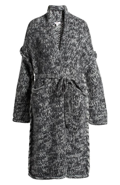 Lunya Lofty Tie Waist Wool Blend Cardigan In Cinder Coal