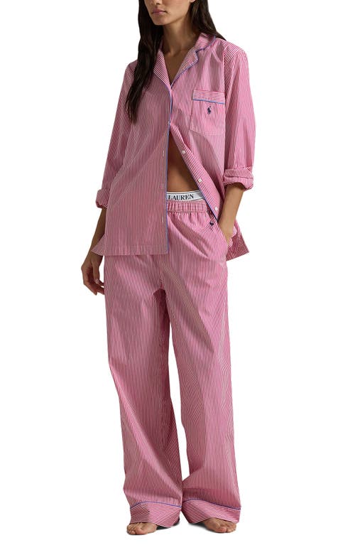 Polo Ralph Lauren Madison Stripe Cotton Pajamas In College Pink
