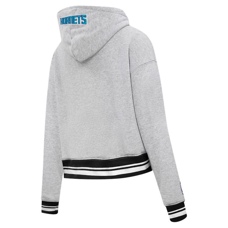 Shop Pro Standard Heather Gray Charlotte Hornets Script Tail Cropped Pullover Hoodie