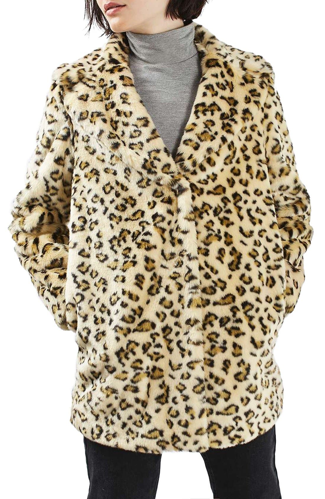 topshop faux fur leopard coat