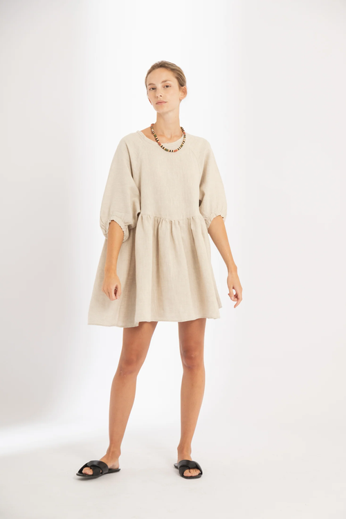 Lanhtropy Alcala Linen Dress In Natural