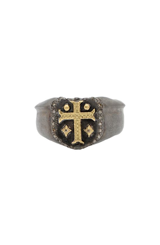 Shop Armenta Cross Shield Signet Ring In Silver