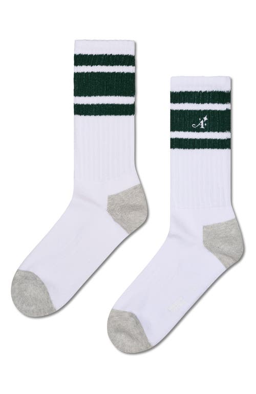 Shop Happy Socks Awake Stripe Crew Socks In White