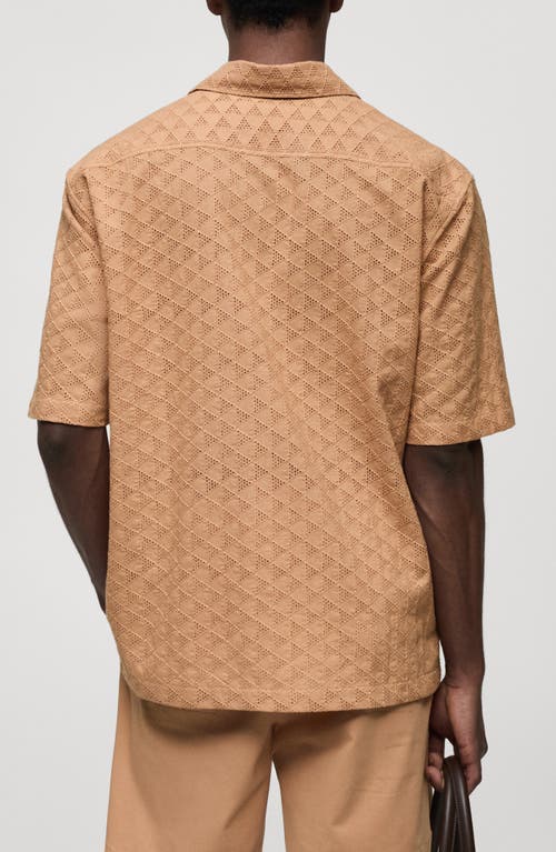 Shop Mango Short Sleeve Cotton Button-up Shirt In Salmon