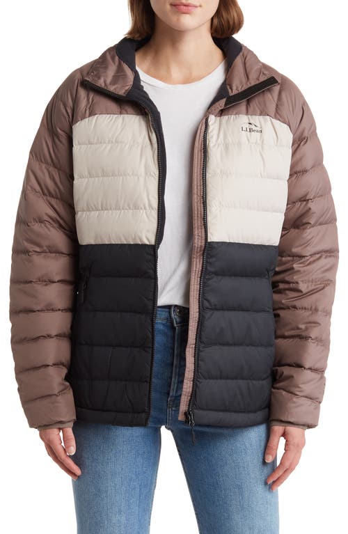 L.l.bean Colorblock Water Repellent 650 Fill Power Down Puffer Jacket In Black/taupe Brown