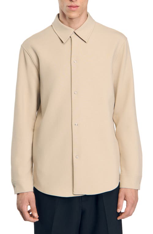 Shop Sandro Long-sleeved Jersey Shirt In Ficelle