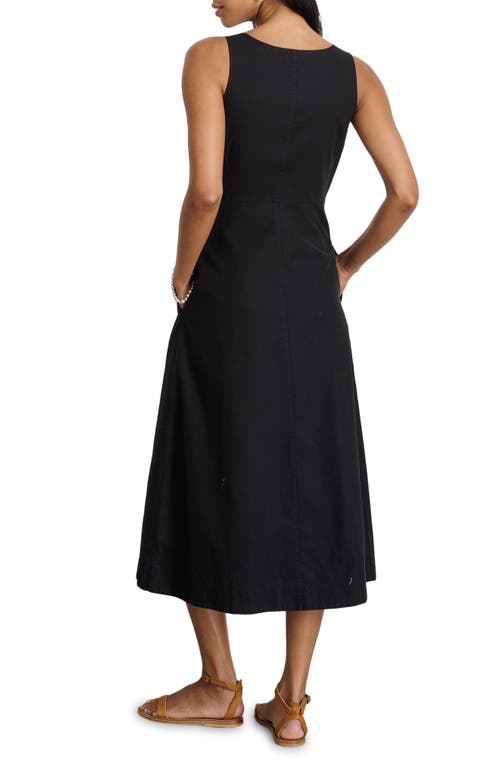 Shop Alex Mill Piper Square Neck Cotton Blend Midi Dress In Rich Black