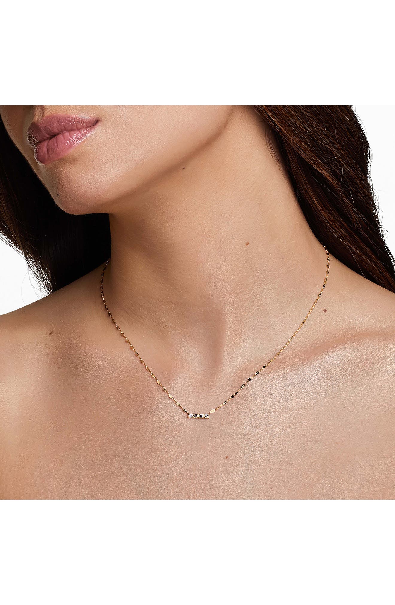 Lana Emerald Cut Diamond Bar Pendant 