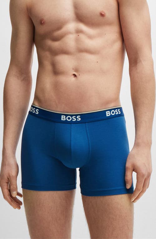 Hugo Boss Boss 3-pack Power Stretch Cotton Boxer Briefs In Black/red/blue