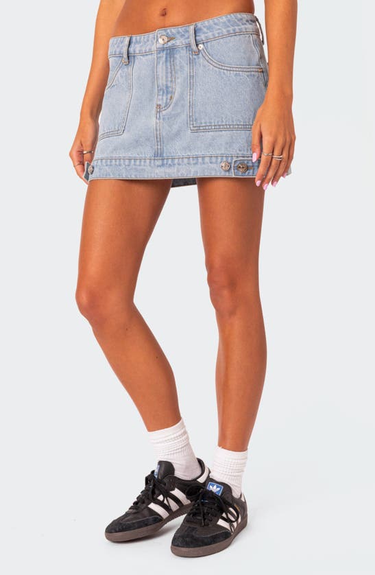 EDIKTED EDIKTED FOXX LOW RISE PATCH POCKET DENIM MINISKIRT