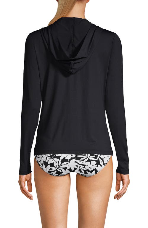 Shop Lands' End Hooded Full Zip Long Sleeve Rash Guard Upf 50 Cover-up In Black