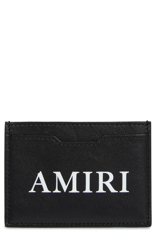Amiri Logo Leather Card Case In Black
