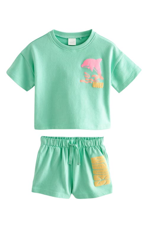 Next Kids' Surf T-shirt & Shorts Set In Blue/green Dolphin