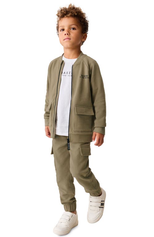 Baker By Ted Baker Kids' Bomber Jacket, Graphic T-shirt & Cargo Joggers Set In Green