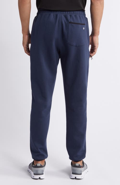 Shop Zella Powertek Stretch Cotton Blend Joggers In Navy Eclipse