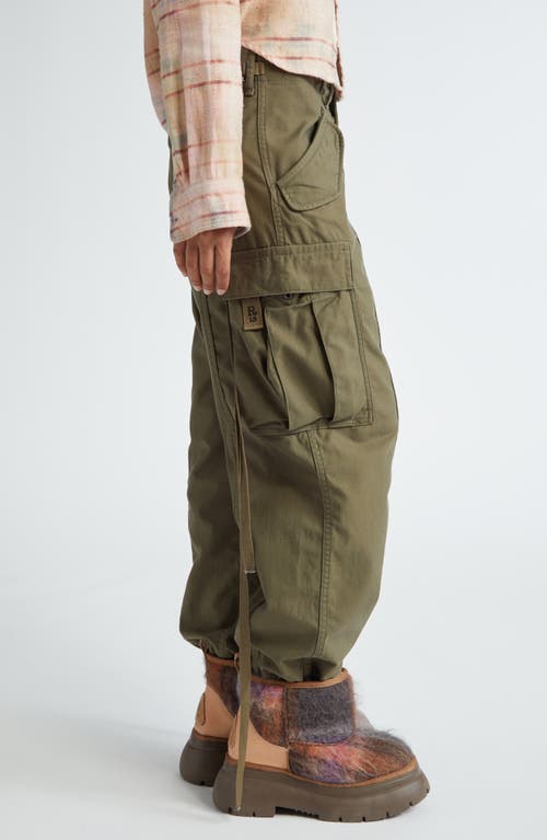 Shop R13 Cotton Twill Parachute Cargo Pants In Vintage Olive Drab