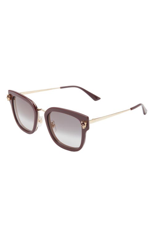 Shop Cartier 55mm Gradient Round Sunglasses In Burgundy