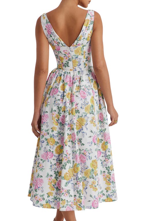 House Of Cb Emmelina Floral Cotton Blend Dress In Yellow Flower Print