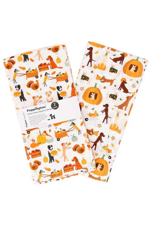 Puppington Dog Kitchen Towels In Harvest Hounds