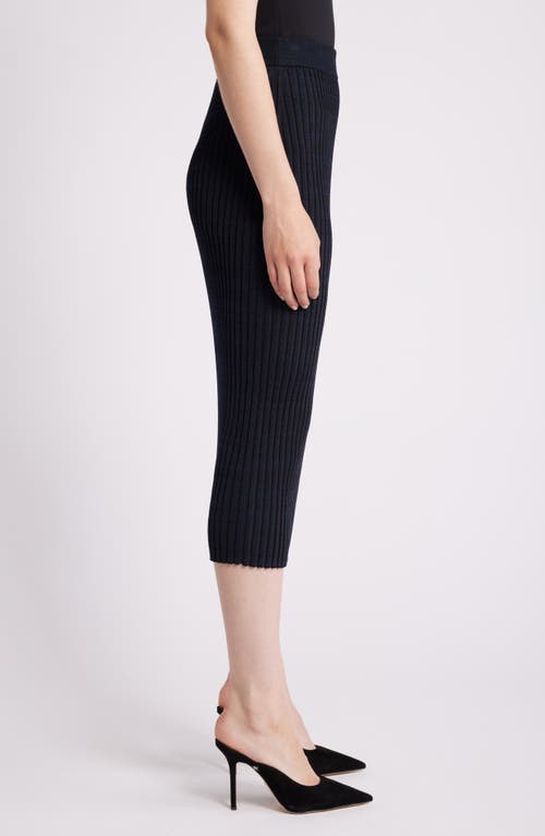 Shop Hugo Boss Boss Farmina Midi Sweater Skirt In Black Stripe