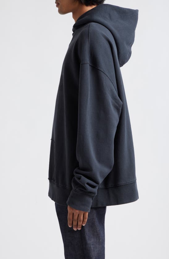 Shop Maison Margiela Embroidered Cotton Hoodie In Washed Black