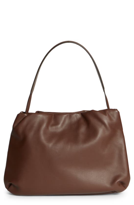 The Row Bourse Leather Shoulder Bag In Chocolate
