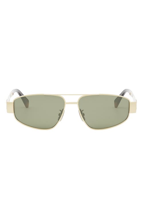 Shop Celine Triomphe 57mm Pilot Sunglasses In Shiny Endura Gold/green