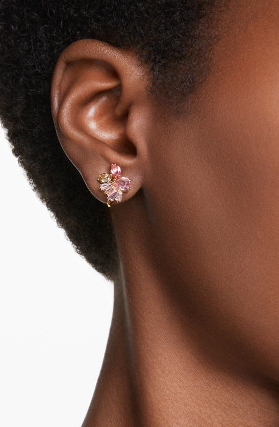 Shop Swarovski Gema Crystal Clip-on Stud Earrings In Pink