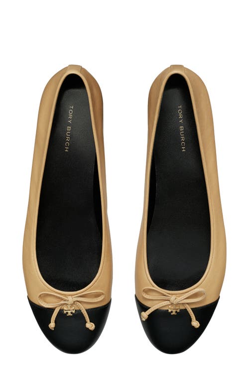 Shop Tory Burch Cap Toe Ballet Flat In Ginger Shortbread/black