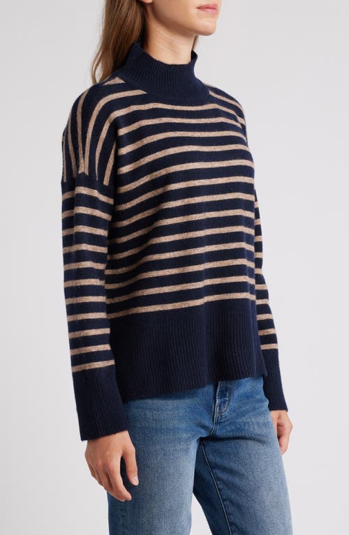 Shop Hatley Stripe Mock Neck Tunic Sweater In Blue