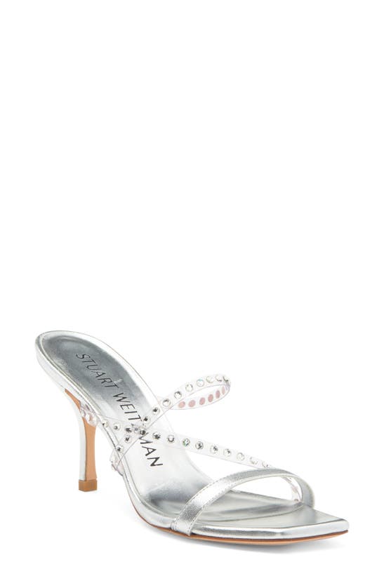 Shop Stuart Weitzman Strapeze 85 Sandal In Clear/silver/clear