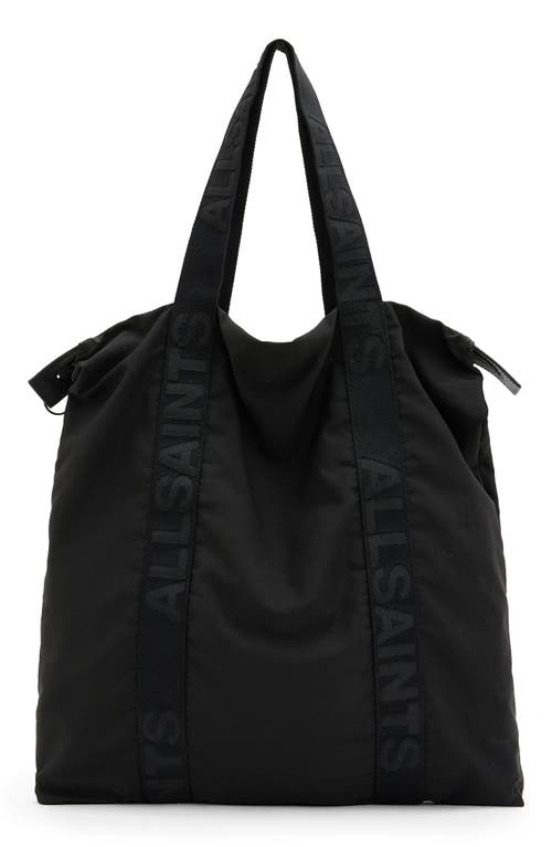 Allsaints Afan Recycled Nylon Tote Bag In Black