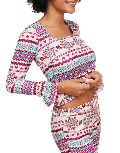 Adore Me Audra Women's Pajama Long Sleeve Top & Legging Set In Novelty White