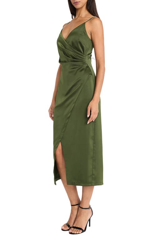 Shop Donna Morgan For Maggy Faux Wrap Midi Dress In Rifle Green