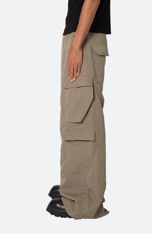 Shop Mnml Rave Oversize Double Cargo Pocket Pants In Olive