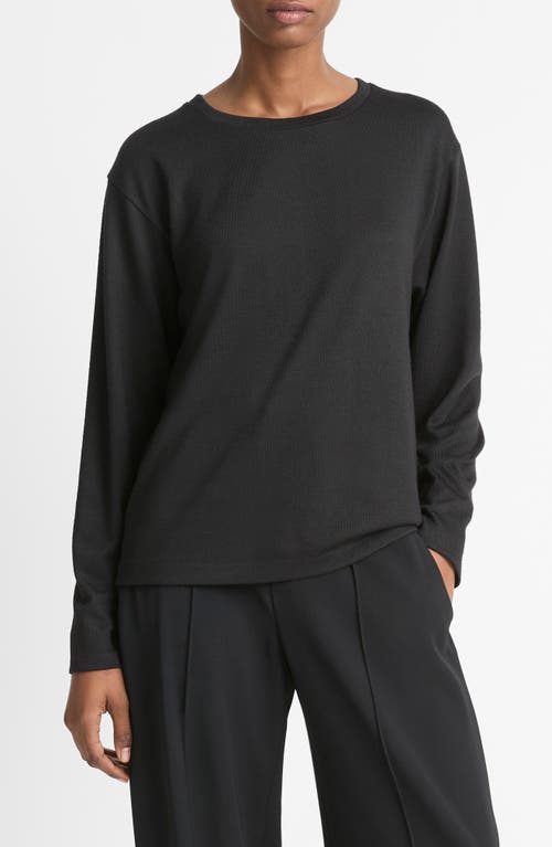 Vince Relaxed Long Sleeve Crewneck Top In Black