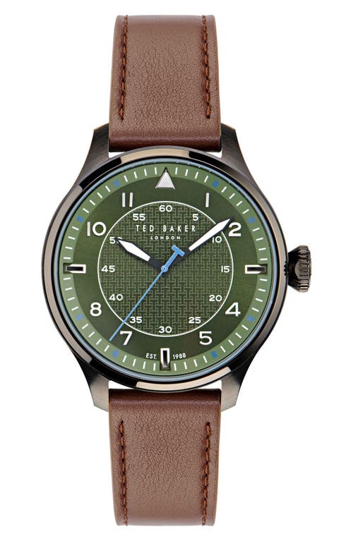 Ted Baker London Leather Strap Watch, 20mm In Brown