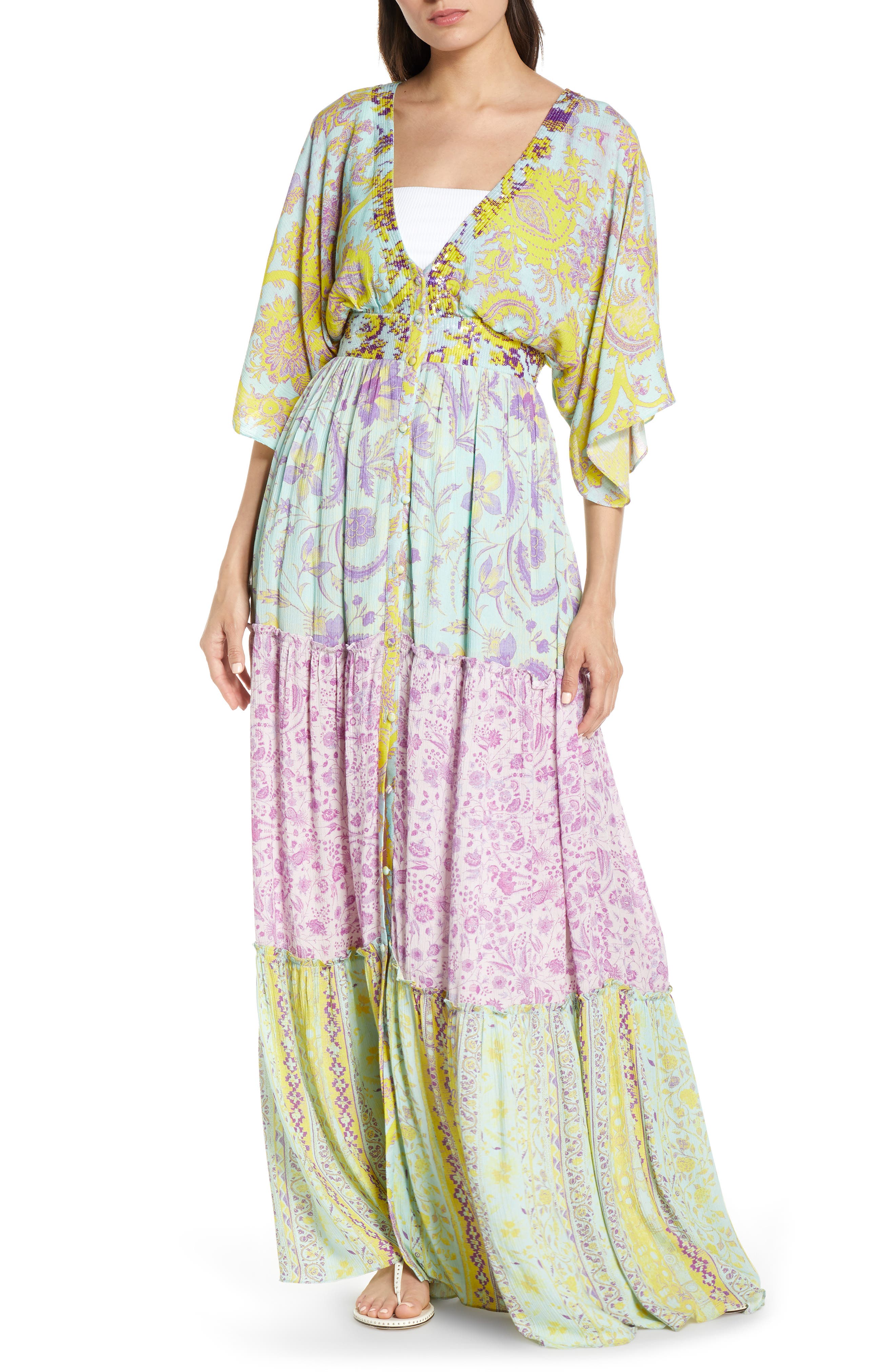 Hemant & Nandita Print Cover-Up Maxi Dress, Blue